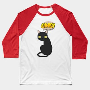 omg! surprised cute black cat Baseball T-Shirt